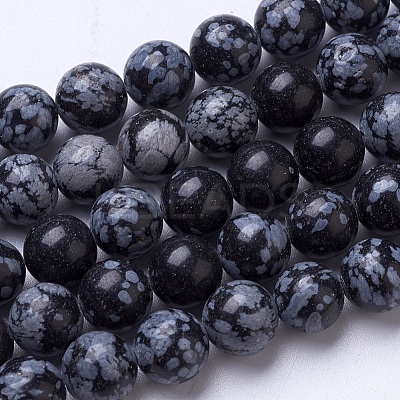 Natural Snowflake Obsidian Beads Strands G-D855-11-10mm-1