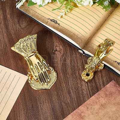 2Pcs 2 Styles Alloy Hand Shaped Bookmark Clip AJEW-CP0006-93-1