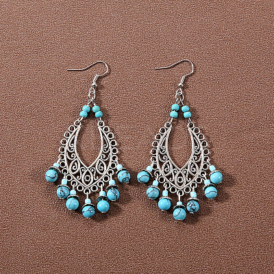 Bohemian tassel turquoise earrings JU8957-9-1