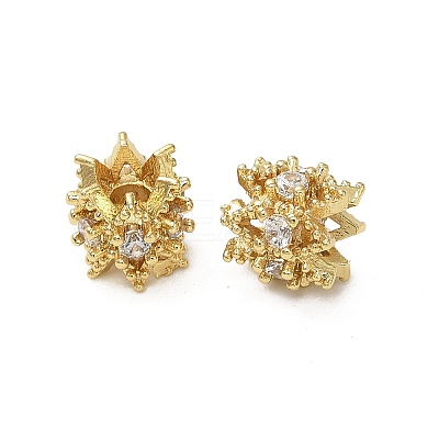 Brass Micro Pave Cubic Zirconia Beads KK-B142-22G-1