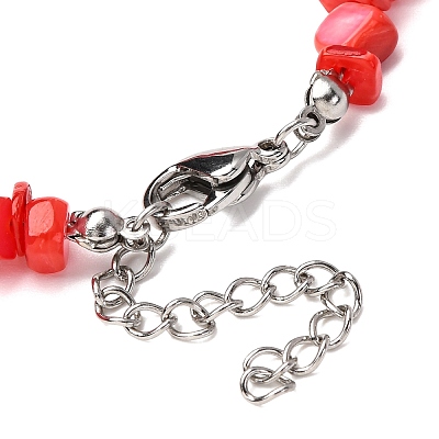 Dyed Natural Freshwater Shell Nuggets Beaded Anklets AJEW-AN00746-01-1