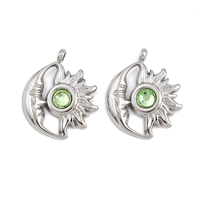 304 Stainless Steel Rhinestone Pendants STAS-Z166-24P-08-1