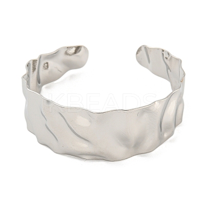 Non-Tarnish 304 Stainless Steel Textured Open Cuff Bangles for Women STAS-M001-15P-1