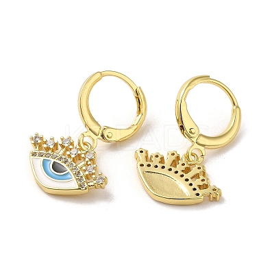Evil Eye Real 18K Gold Plated Brass Dangle Leverback Earrings EJEW-Q797-01E-G-1