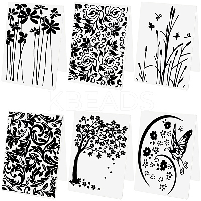 6Pcs 6 Styles Plastic Embossing Folders DIY-SP0005-35-1