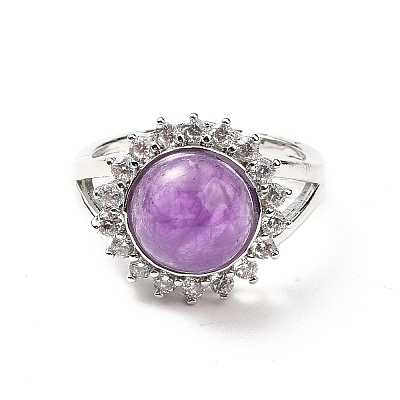 Natural Amethyst Adjustable Rings RJEW-P043-02P-21-1