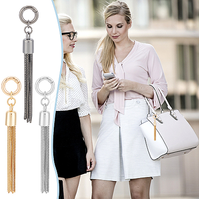 3 Sets 3 Colors  Alloy Keychain Tassel Chain Pendant Decoration HJEW-UN0001-25-1