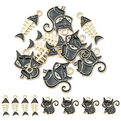 10Pcs 2 Styles Alloy Enamel Pendants ENAM-YW0003-15-1