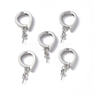 Brass Micro Pave Clear Cubic Zirconia Twister Clasps KK-P223-39P-1
