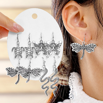 4 Pairs Zinc Alloy Dangle Earrings FS-WG0AE12-01-1