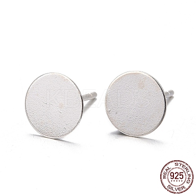 925 Sterling Silver Flat Pad Stud Earring Findings STER-K167-045F-S-1