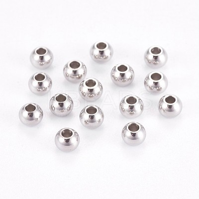 Tarnish Resistant 304 Stainless Steel Smooth Round Spacer Beads STAS-M006-01D-1