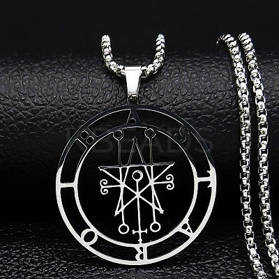 201 Stainless Steel Demonic Symbol Pentagram Pendant Necklaces FS-WG4F203-01-1