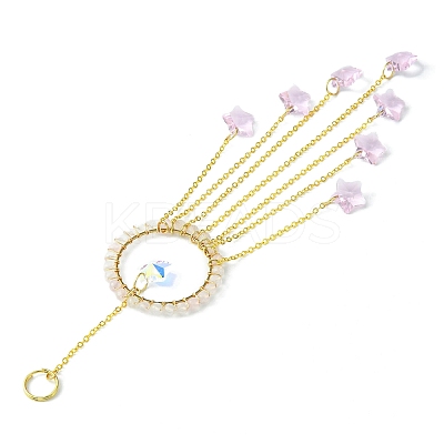 Glass Star Pendant Decorations HJEW-JM01113-02-1