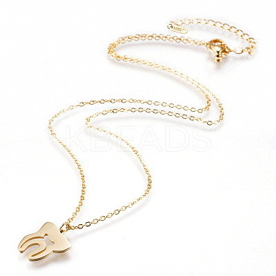 304 Stainless Steel Pendant Necklaces NJEW-F207-04G-1