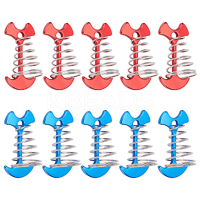 10Pcs 2 Colors Windproof Aluminium Alloy Fishbone Tent Stakes with Spring Buckle FIND-GF0003-99-1