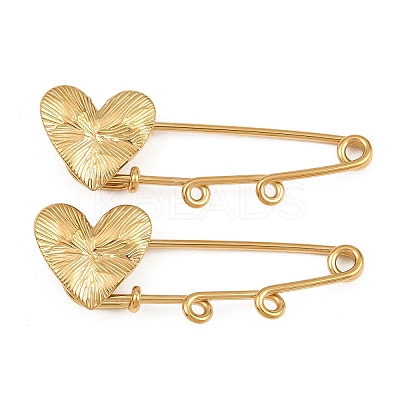 Radiant Heart 304 Stainless Steel Safety Pins Brooch Findings SA-CBA098D-15C-G02-1