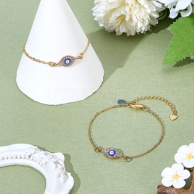 2Pcs Evil Eye Alloy Enamel Charm Bracelets BJEW-ME00006-1