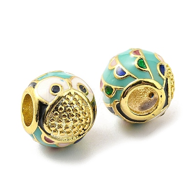 Rack Plating Brass Micro Pave Cubic Zirconia European Beads KK-M247-15G-1