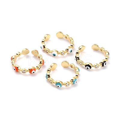 Brass Micro Pave Clear Cubic Zirconia Cuff Rings RJEW-O046-02G-1