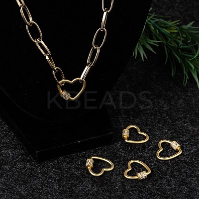 Brass Micro Pave Cubic Zirconia Screw Carabiner Lock Charms ZIRC-G160-23G-1