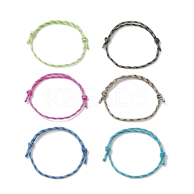 6Pcs 6 Colors Adjustable Polyester & Spandex Cord Bracelets for Men Women BJEW-JB12092-1
