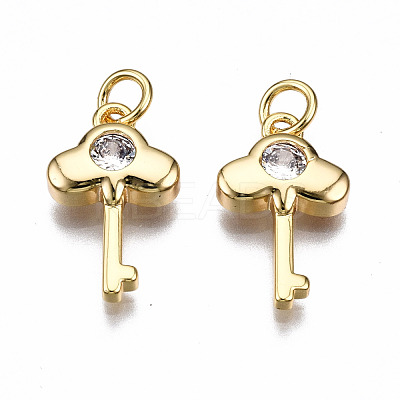 Brass Micro Pave Clear Cubic Zirconia Pendants KK-Q277-056-NF-1