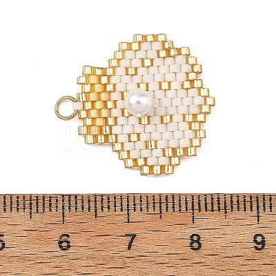 Shell Pearl & Glass Seed Beaded Pendants PALLOY-MZ01437-01-1