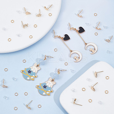 16Pcs 2 Style Brass Stud Earring Findings KK-CN0001-89-1