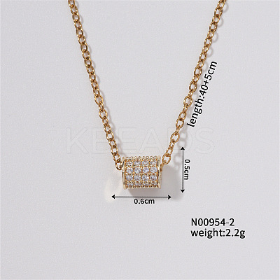 Chic Minimalist Column Brass Micro Pave Cubic Zirconia Pendant Necklaces WG4497-2-1