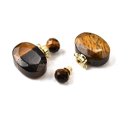 Natural Tiger Eye Perfume Bottle Pendants G-L623-07G-06-1