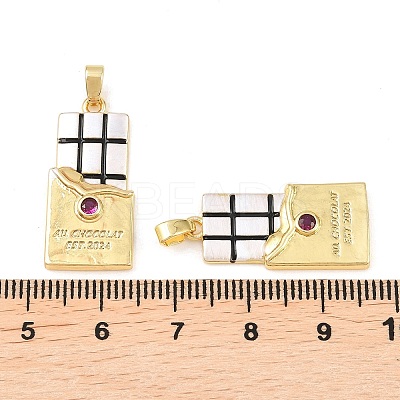 Brass Pave Cubic Zirconia Enamel Pendants KK-G549-03G-1