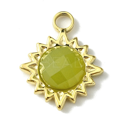 Ion Plating(IP) Real 14K Gold Plated 304 Stainless Steel with Glass Pendant FIND-Z028-33G-1