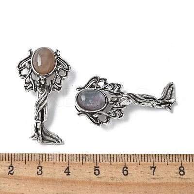 Angel Brass Natural Indian Agate Pendants KK-D361-02AS-29-1