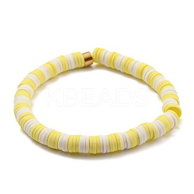 Polymer Clay Heishi Surfer Stretch Bracelet with 304 Stainless Steel Beaded BJEW-SW00113-06-1