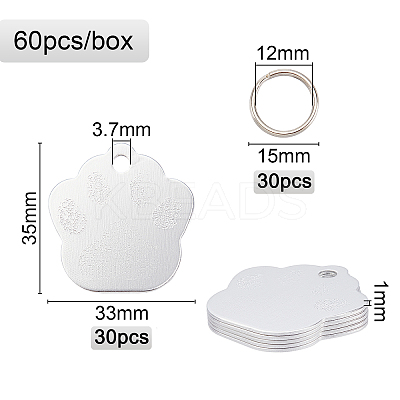 60Pcs 2 Style Aluminum Alloy Pendants ALUM-BC0001-63A-1