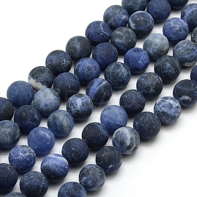 Frosted Natural Sodalite Round Bead Strands LS-G-M064-12mm-01-1