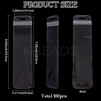 100Pcs Rectangle Long Plastic Zip Top Gift Bags ABAG-SP0001-40-1