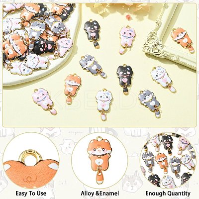 40Pcs 5 Style Alloy Printed Pendants FIND-CJ0001-27-1