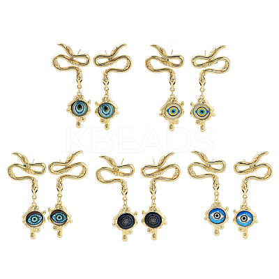 Rack Plating Eye Brass Stud Earrings EJEW-C108-07G-1