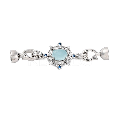 Brass Micro Pave Clear Cubic Zirconia Fold Over Clasps KK-P291-11P-1