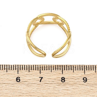 Oval 304 Stainless Steel Open Cuff Ring for Women RJEW-Z083-03G-01-1