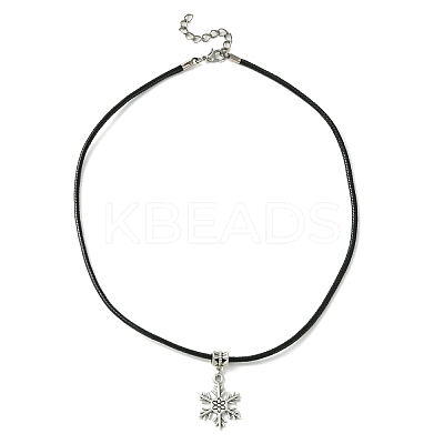 Tibetan Style Alloy Snowflake Pendant Necklaces NJEW-JN04538-1