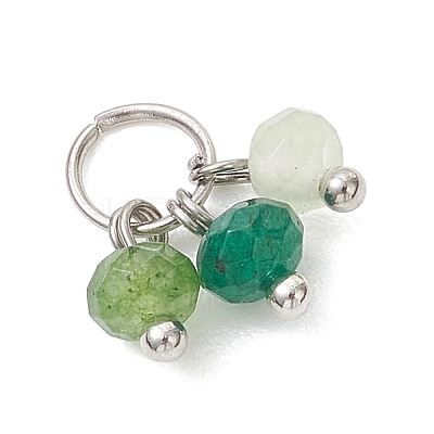 5Pcs 5 Styles Dyed Natural Malaysia Jade Faceted Rondelle Bead Charms PALLOY-JF04898-02-1