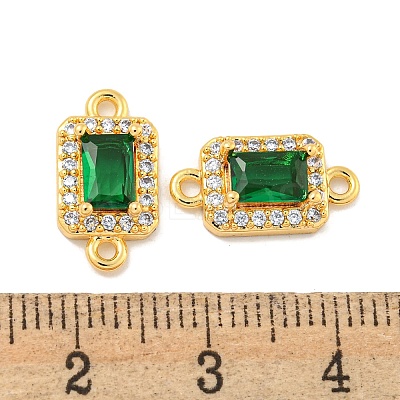 Brass Pave Clear & Green Cubic Zirconia Connector Charms KK-P275-45G-1