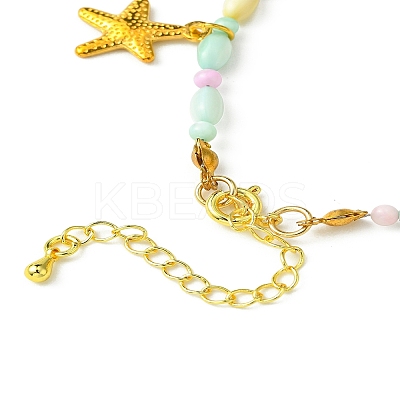 Starfish & Shell & Cross Alloy Charm Bracelet BJEW-FS00016-1