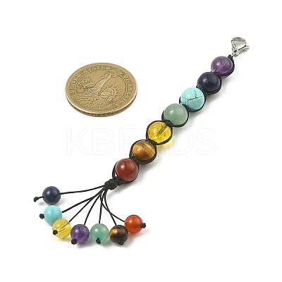 Chakra Gemstone Pendant Decorations HJEW-TA00078-02-1