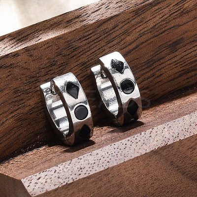 304 Stainless Steel with Enamel Earrings EJEW-M001-20B-P-1