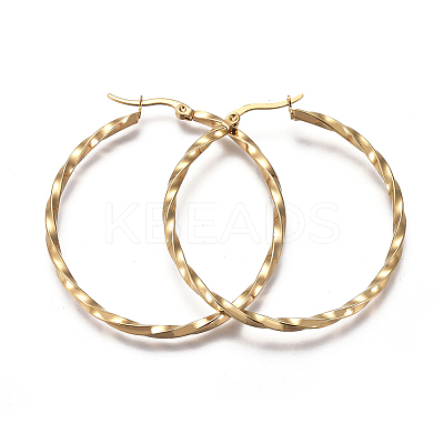 201 Stainless Steel Hoop Earrings LS-EJEW-A054-06D-G-1