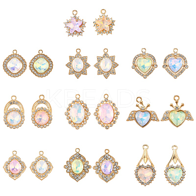 20Pcs 10 Styles Alloy Glass Pendants FIND-FS0003-50-1